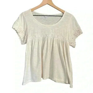 Lucky Brand Crochet Sleeve Blouse